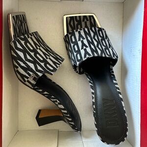 DKNY Monogram Black and White Heels